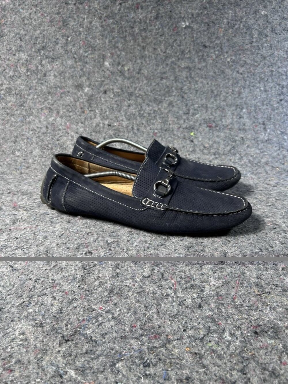 1901 Navy Leather Driving Loafers Shoes Mens Size 13 M Made In Brazil-#M15114